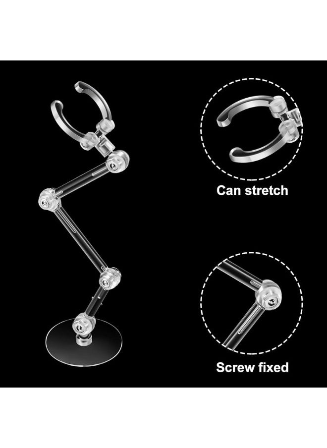 Jetec 12 Pieces Action Figure Stand Doll Stands Display Holders Action Figure Display Holder Doll Mini Display Stand Doll Support Frame Compatible with HG RG SD SHF Gundam 1/144 Toy, Transparent