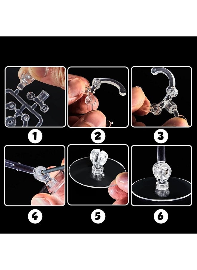 Jetec 12 Pieces Action Figure Stand Doll Stands Display Holders Action Figure Display Holder Doll Mini Display Stand Doll Support Frame Compatible with HG RG SD SHF Gundam 1/144 Toy, Transparent