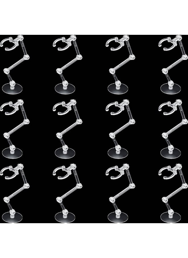 Jetec 12 Pieces Action Figure Stand Doll Stands Display Holders Action Figure Display Holder Doll Mini Display Stand Doll Support Frame Compatible with HG RG SD SHF Gundam 1/144 Toy, Transparent