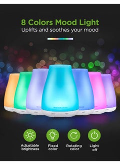 InnoGear Essential Oil Diffuser Upgraded Diffusers For Essential Oils Aromatherapy Diffuser Cool Mist Humidifier With 7 Colors Led Lights 2 Mist Mode Waterless Auto Off For Home Office Room White  - Image 4