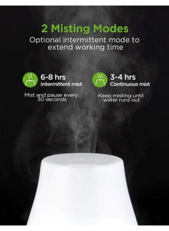 InnoGear Essential Oil Diffuser Upgraded Diffusers For Essential Oils Aromatherapy Diffuser Cool Mist Humidifier With 7 Colors Led Lights 2 Mist Mode Waterless Auto Off For Home Office Room White  - Image 3