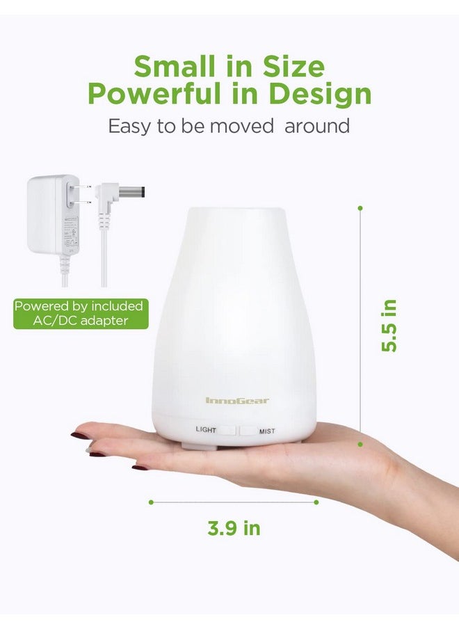 InnoGear - Essential Oil Diffuser Upgraded Diffusers For Essential Oils Aromatherapy Diffuser Cool Mist Humidifier With 7 Colors Led Lights 2 Mist Mode Waterless Auto Off For Home Office Room White - Image 1