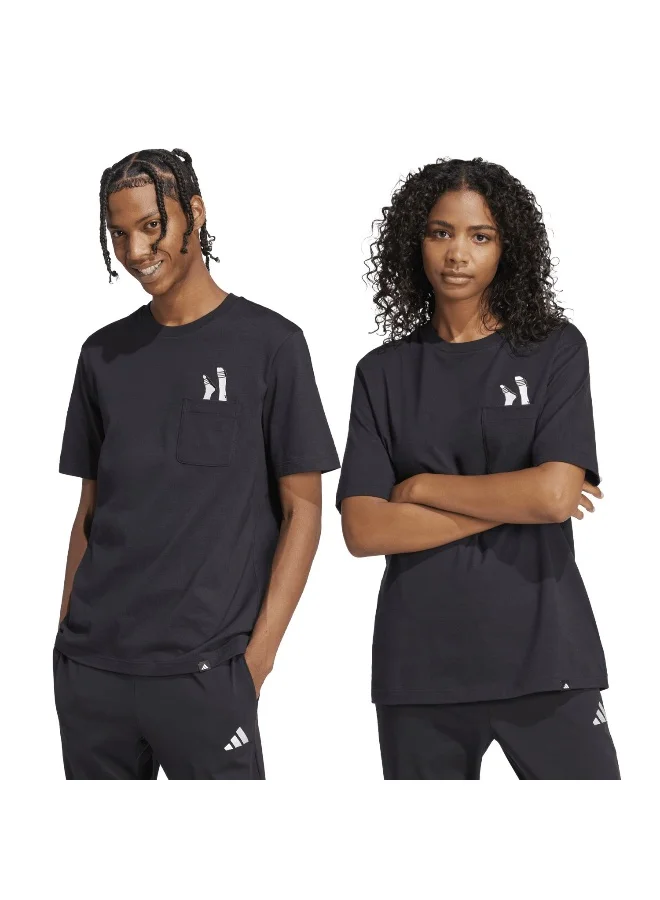 Adidas Adidas M L Slide Pkt T Black Graphic Tee (Short Sleeve) T-Shirts For Men