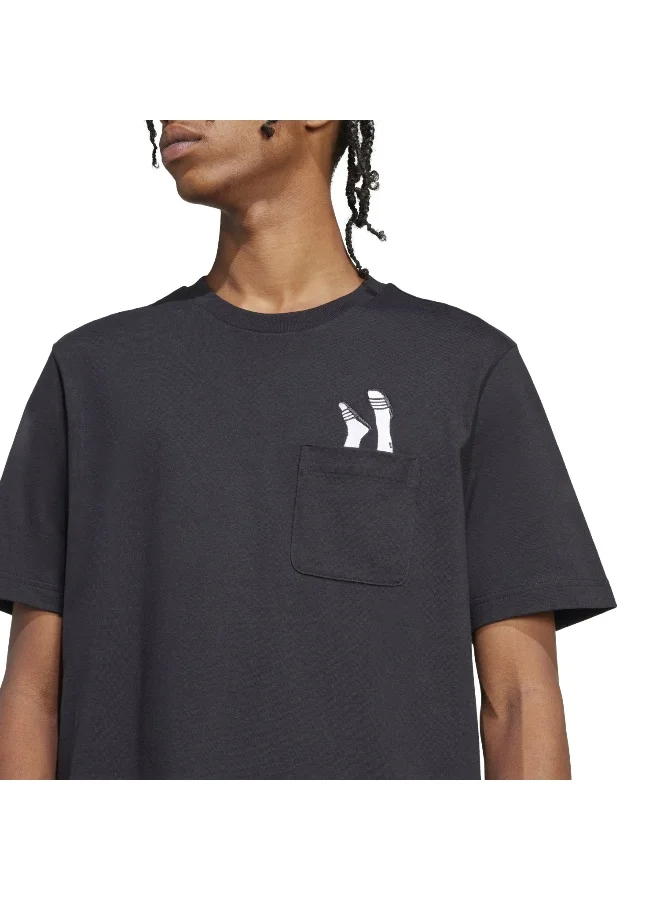 Adidas Adidas M L Slide Pkt T Black Graphic Tee (Short Sleeve) T-Shirts For Men