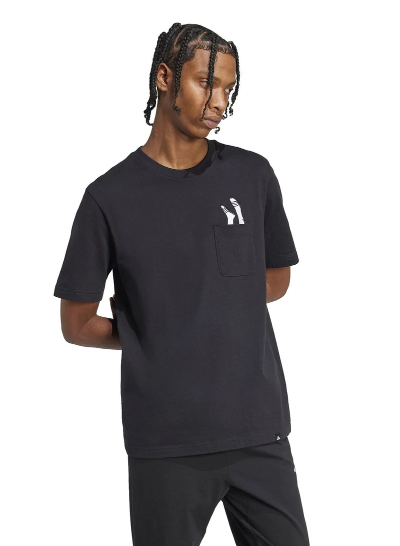 Adidas Lounge Slides Graphic Pocket T-Shirt