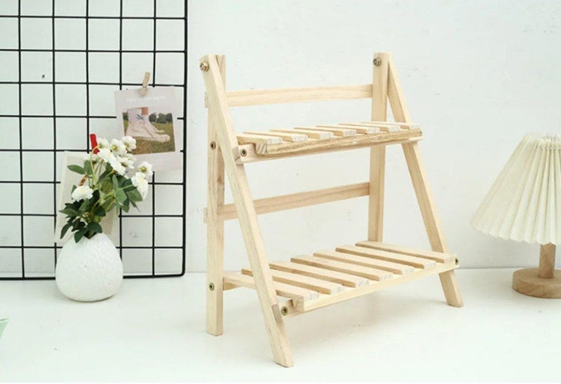 2 - Tier Rattan Indoor Plant Stand, Succulent Plant Stand Windowsill, Plant Rack, Flower Stand, Flower Pot Holder - Image 2