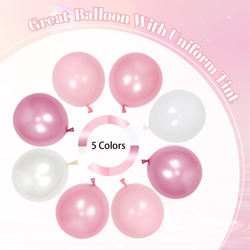 Leraqertra Pink Birthday Decorations with Pearl White Light Pearl Metallic Pink Foil Balloons Fringe Curtain Banner for Happy Birthday Decorations for Women - Image 4