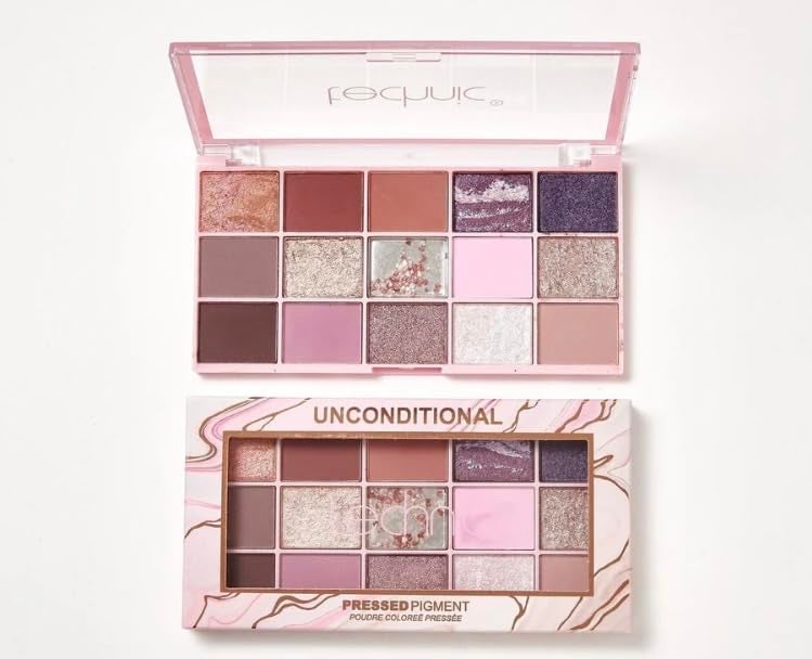 Pressed Eyeshadow Palette, 15 Colors, Pink, Brown and Violet