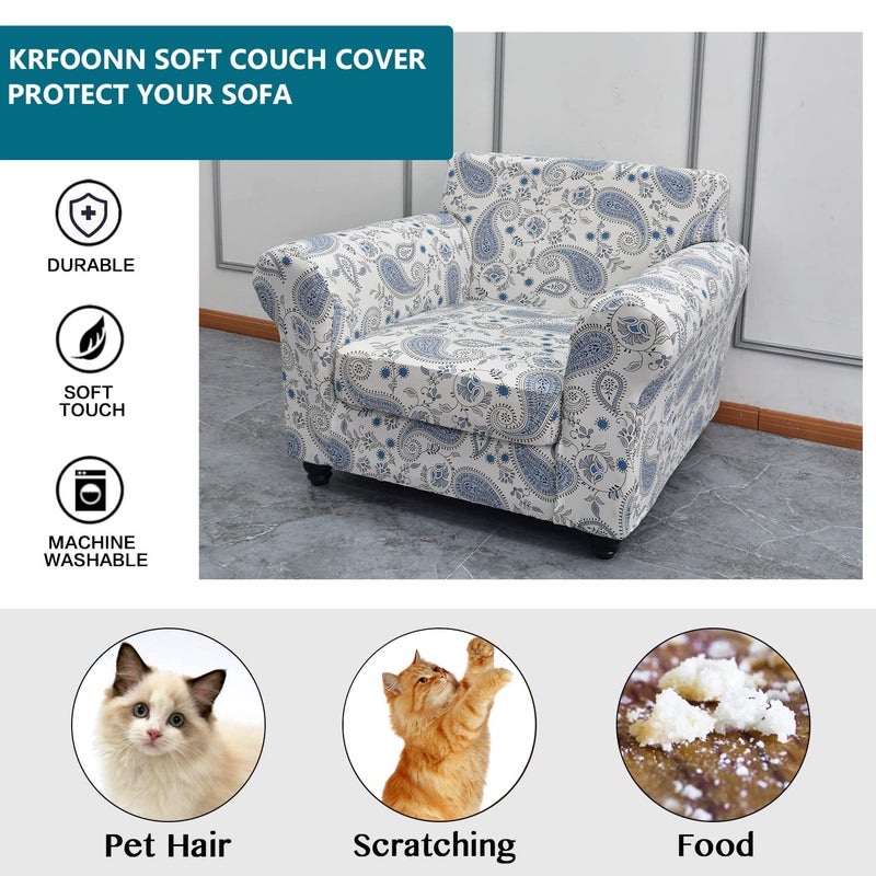 KRFOONN 2 Piece Chair Covers Printed Sofa Covers Couch Covers Washable Armchair Sofa Couch Slipcover Furniture Protector with Elastic Bottom for Living Room (Armchair, 19), Small - Image 4
