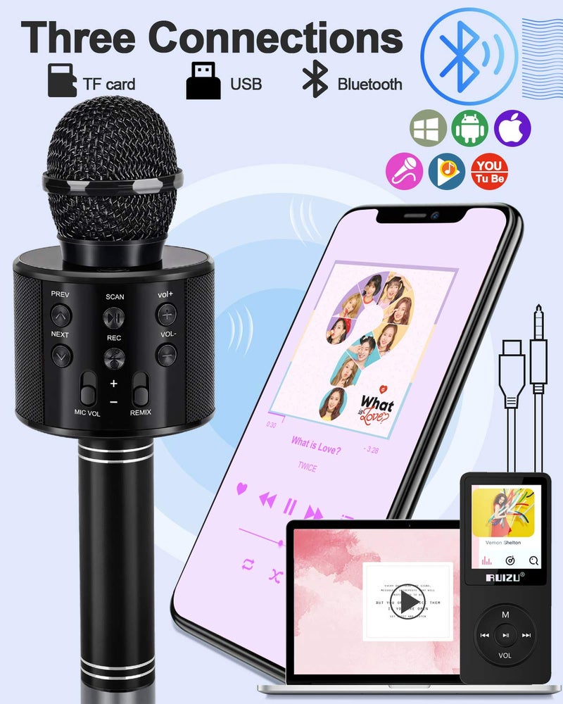 Dodosky Kids Toys Age 3-12, Karaoke Microphone for Kids Birthday Presents Gifts for 5 6 7 8 9 10 11 12 Year Old Girls Boys Toys for 4-11 Year Old Girl Boy Teen - Black - Image 4