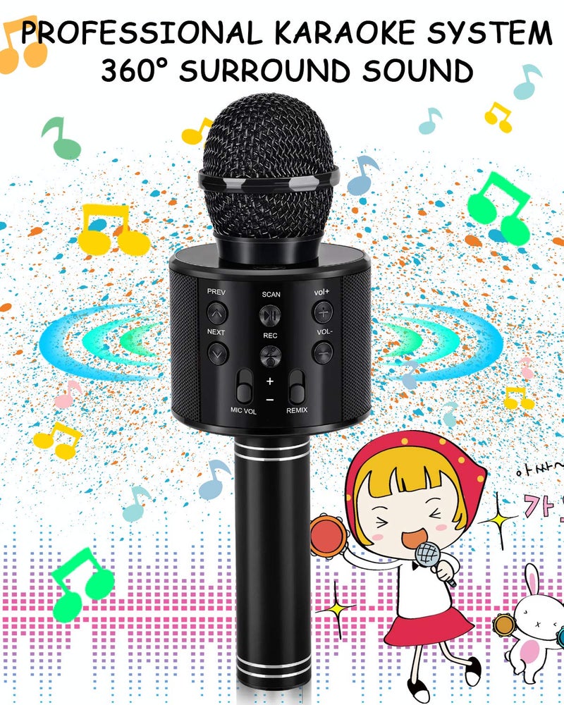 Dodosky Kids Toys Age 3-12, Karaoke Microphone for Kids Birthday Presents Gifts for 5 6 7 8 9 10 11 12 Year Old Girls Boys Toys for 4-11 Year Old Girl Boy Teen - Black - Image 5