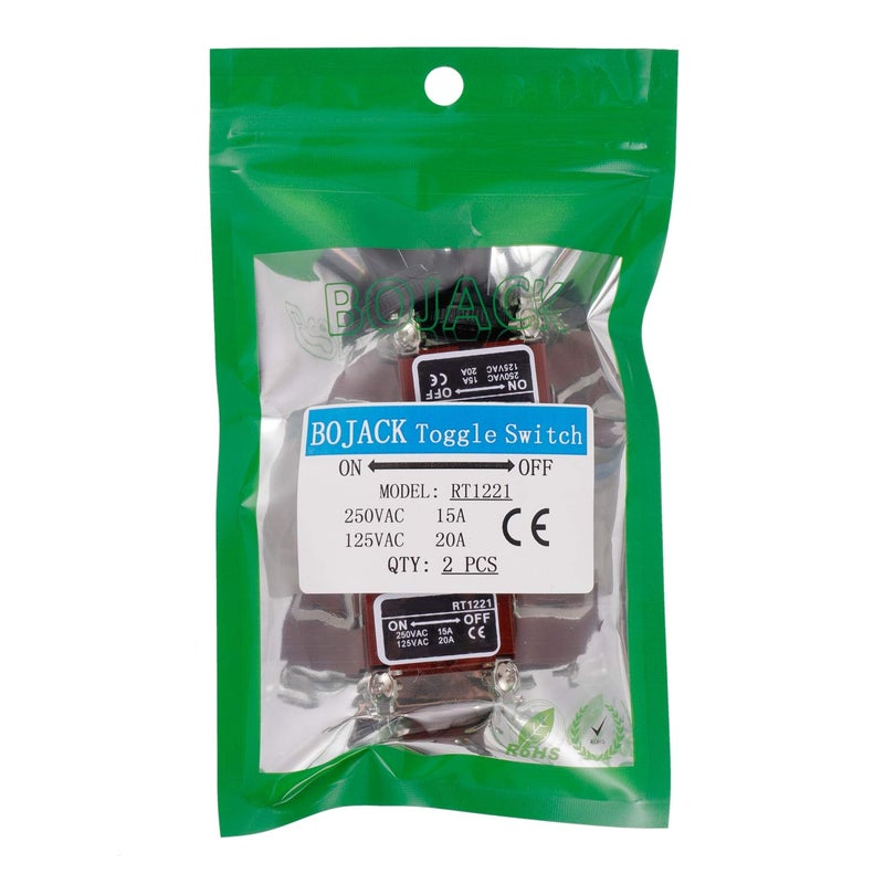 BOJACK RT1221 Toggle Switch 125V 20A 250V 15A DPST ON - Off 4 Terminal pin Rocker Switch with Metal Waterproof Cap (Pack of 2) - Image 5