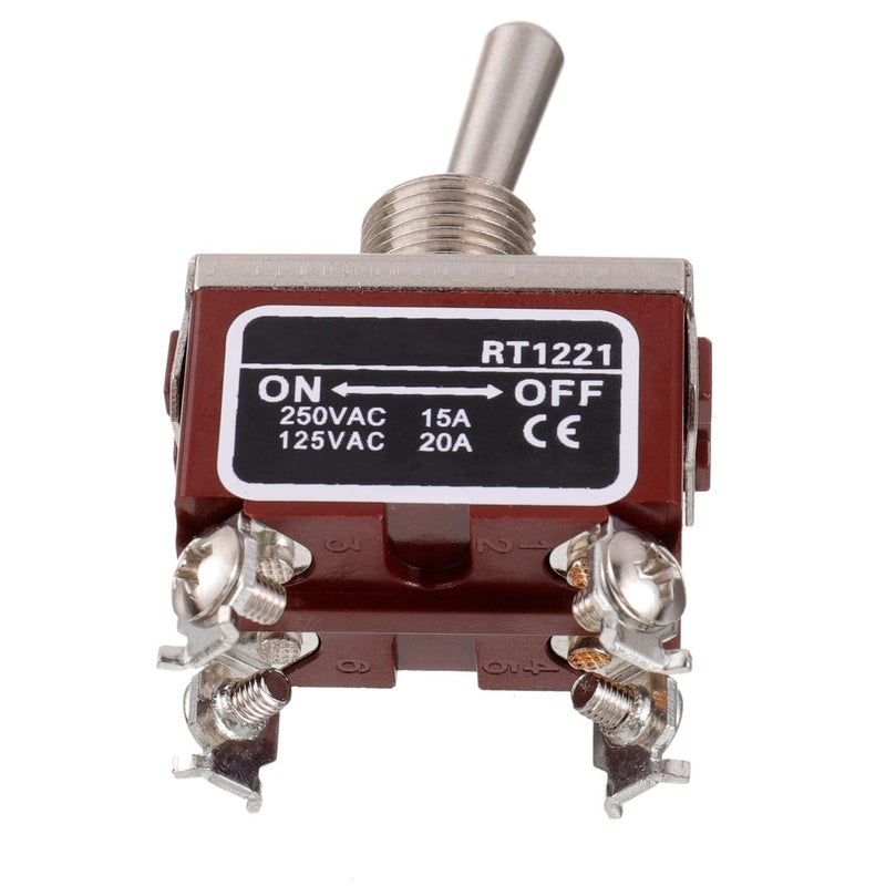 BOJACK RT1221 Toggle Switch 125V 20A 250V 15A DPST ON - Off 4 Terminal pin Rocker Switch with Metal Waterproof Cap (Pack of 2) - Image 4