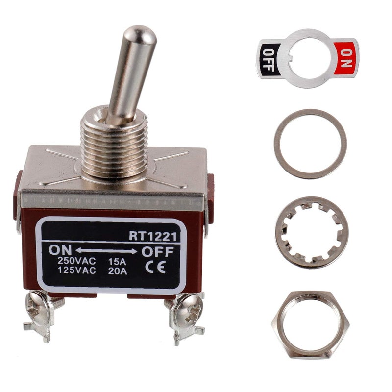 BOJACK RT1221 Toggle Switch 125V 20A 250V 15A DPST ON - Off 4 Terminal pin Rocker Switch with Metal Waterproof Cap (Pack of 2) - Image 3