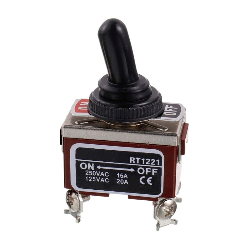 BOJACK RT1221 Toggle Switch 125V 20A 250V 15A DPST ON - Off 4 Terminal pin Rocker Switch with Metal Waterproof Cap (Pack of 2) - Image 2