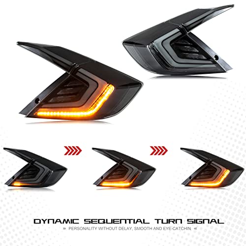 inginuity time مصابيح خلفية LED من Inginuity لسيارة هوندا سيفيك الجيل العاشر 2016-2021 سيدان مع رسوم متحركة زرقاء عند التشغيل ومؤشر تسلسلي لمجموعة المصابيح الخلفية - Image 3