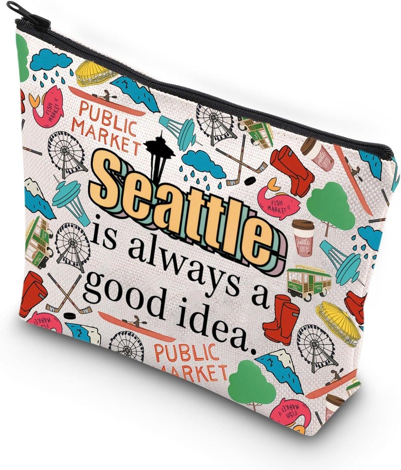 WCGXKO WCGXKO Seattle Welcome Bag - Zipper Pouch Makeup Bag for Beach Gift
