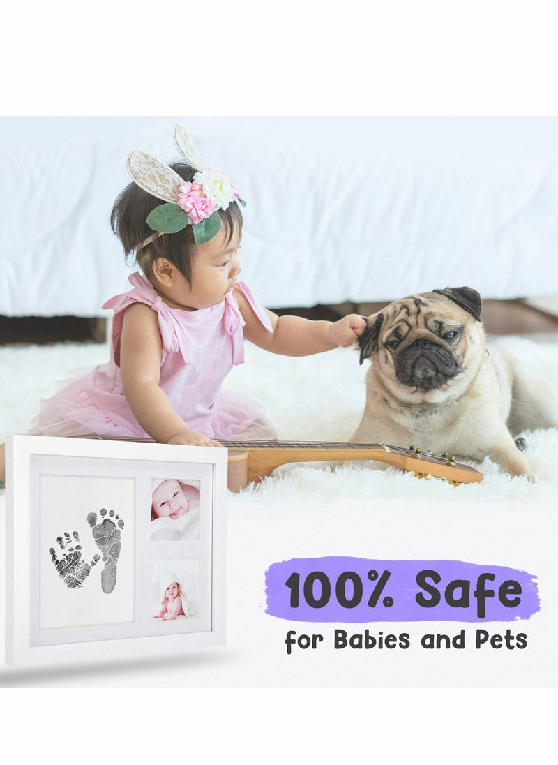 KASTWAVE Baby Handprint and Footprint Kit, Baby Picture Frame with Ink, 3 Window No-Fold Square Photo Frame  - Image 5