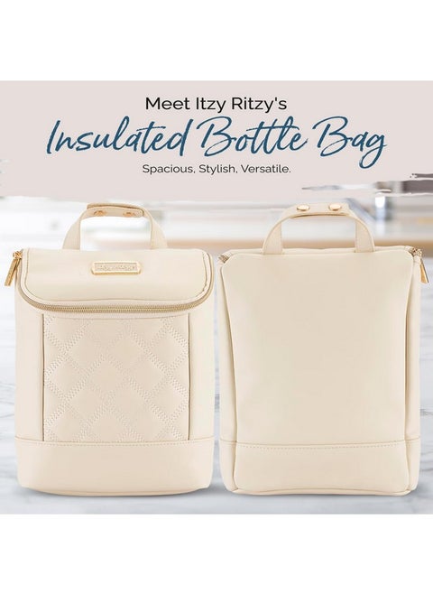 Itzy Ritzy Insulated Bottle Bag - Keeps Bottles Warm or Cool - Holds 3 Bottles & Features Interior Pocket for Ice Pack (Not Included), Milk & Honey