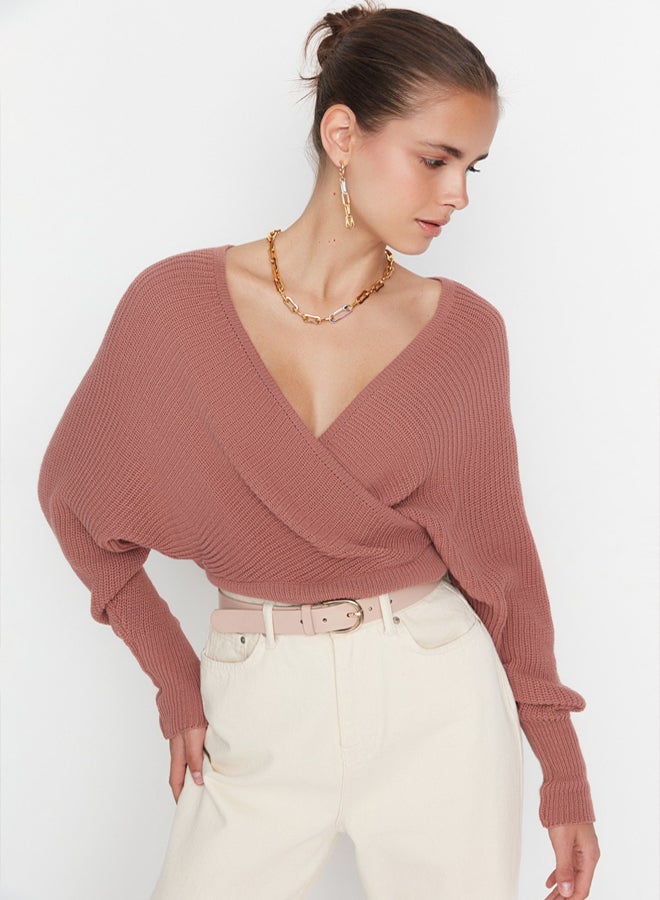 trendyol Pale Pink Double Breasted Knitwear Sweater TWOAW21KZ1277 - Image 1
