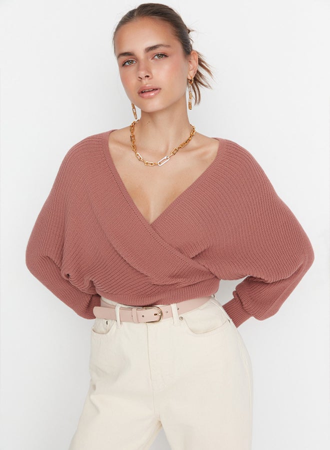 trendyol Pale Pink Double Breasted Knitwear Sweater TWOAW21KZ1277 - Image 2