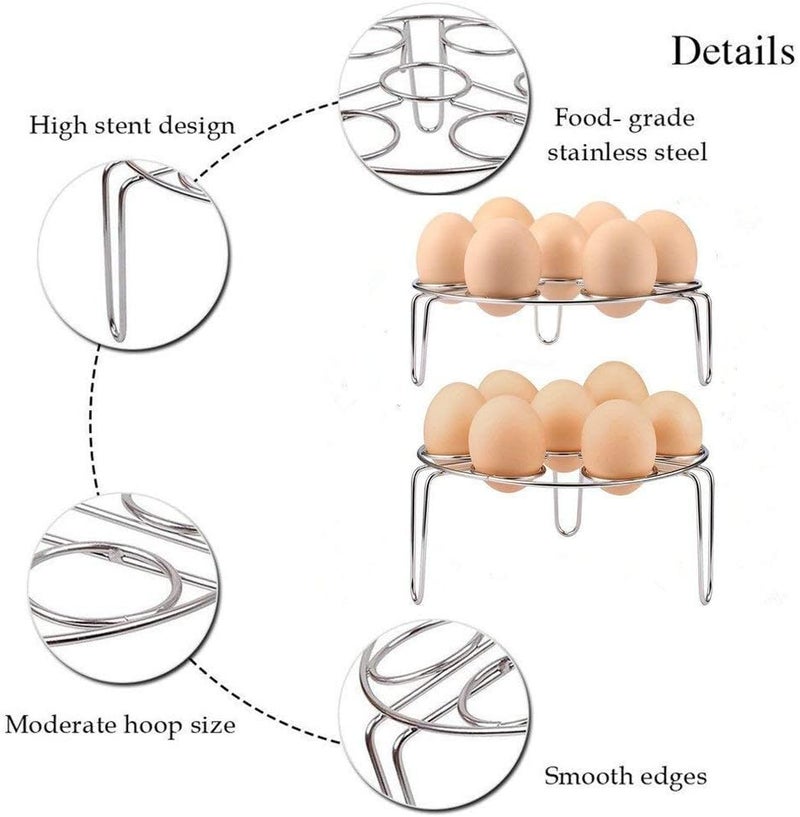 PRAPTITREND PRAPTITREND Stainless Steel Egg Steamer Rack - 7 Hole Stackable Stand for Pot and Pressure Cooker-ME-169 - Image 2
