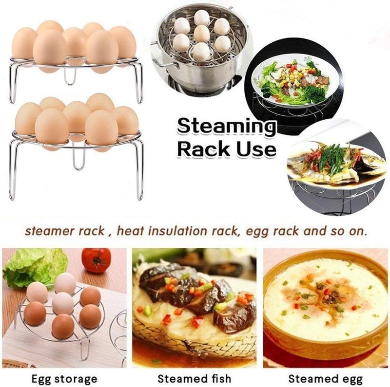 PRAPTITREND PRAPTITREND Stainless Steel Egg Steamer Rack - 7 Hole Stackable Stand for Pot and Pressure Cooker-ME-169 - Image 4