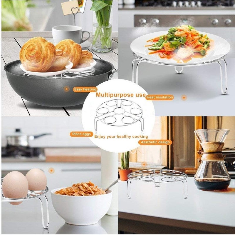 PRAPTITREND PRAPTITREND Stainless Steel Egg Steamer Rack - 7 Hole Stackable Stand for Pot and Pressure Cooker-ME-169 - Image 5