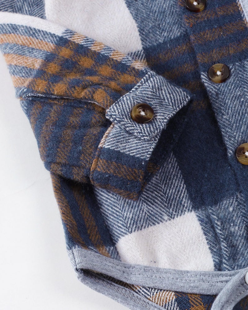 Renotemy Newborn Infant Baby Boy Clothes Winter Baby Boy Fall Outfits Plaid Flannel Baby Hoodie Romper Preemie Baby Clothes for Boys 0-3 Months - Image 5