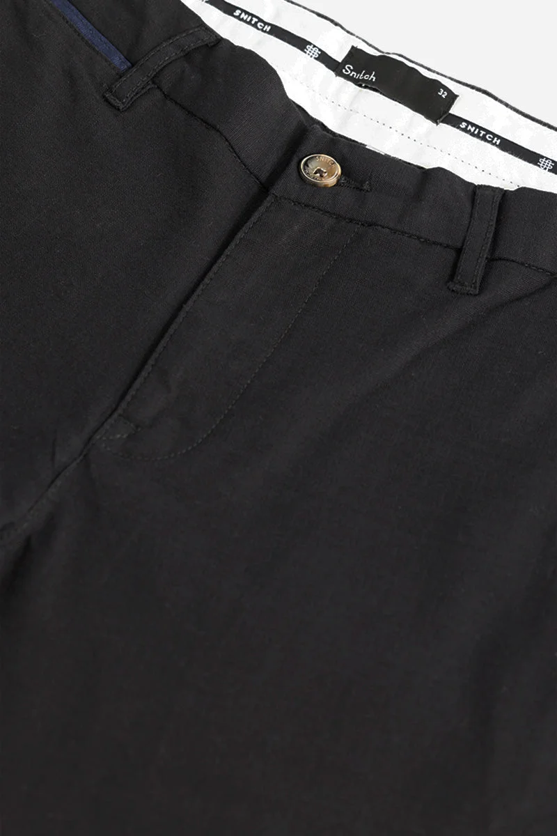 SNITCH Stygian Black Linen Pant