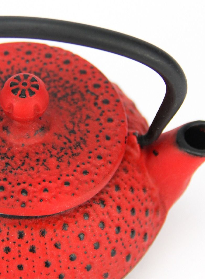 تيلاند إبريق شاي من الحديد الزهر الداخلي مطلي بالمينا مع مصفاة من الفولاذ المقاوم للصدأ لتخمير أوراق الشاي السائبة 0.3 لتر أحمر - Image 4