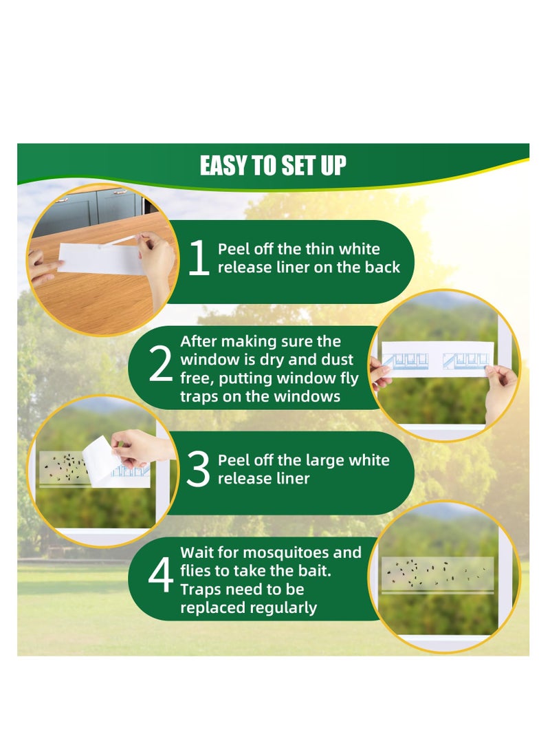SYOSI - 30 Pack Window Fly Traps Indoor, Fruit Fly Traps for Indoors, Fly Paper Sticky Strips for Home Effective House Fly Killer, Safety & No Pollution, Suitable for Fruit Flies, Horse flies, Mosquitoes - Image 1