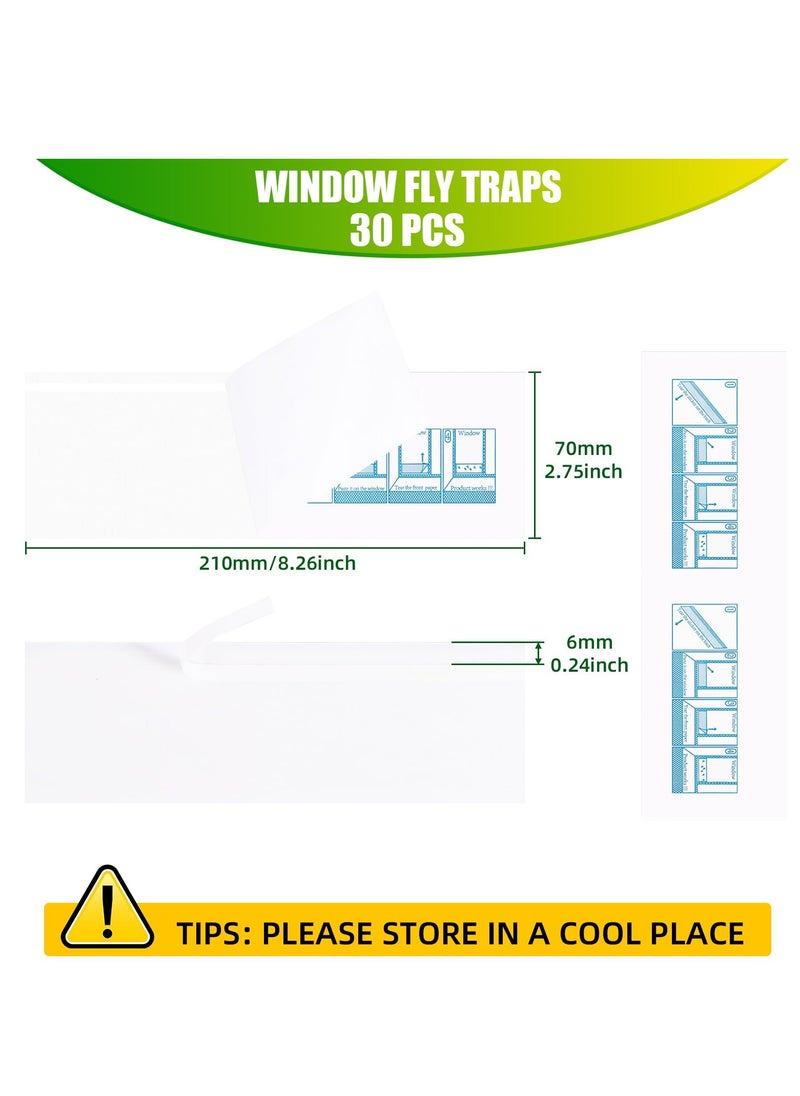 SYOSI - 30 Pack Window Fly Traps Indoor, Fruit Fly Traps for Indoors, Fly Paper Sticky Strips for Home Effective House Fly Killer, Safety & No Pollution, Suitable for Fruit Flies, Horse flies, Mosquitoes - Image 1