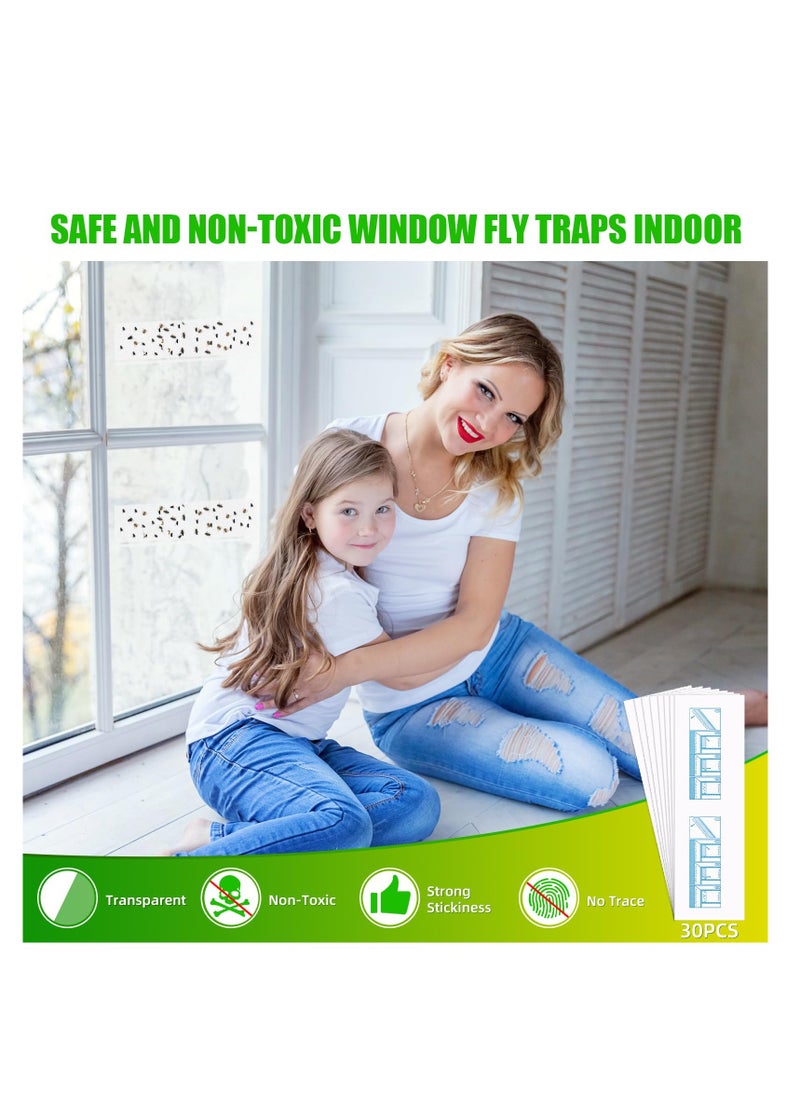 SYOSI - 30 Pack Window Fly Traps Indoor, Fruit Fly Traps for Indoors, Fly Paper Sticky Strips for Home Effective House Fly Killer, Safety & No Pollution, Suitable for Fruit Flies, Horse flies, Mosquitoes - Image 1