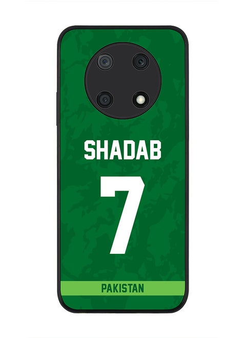 Rugged Black Edge Case for Huawei nova Y90, Slim fit Soft Case Flexible Rubber Edges Thin Cover - Player Name - Shadab Khan, Jersey Number- 7