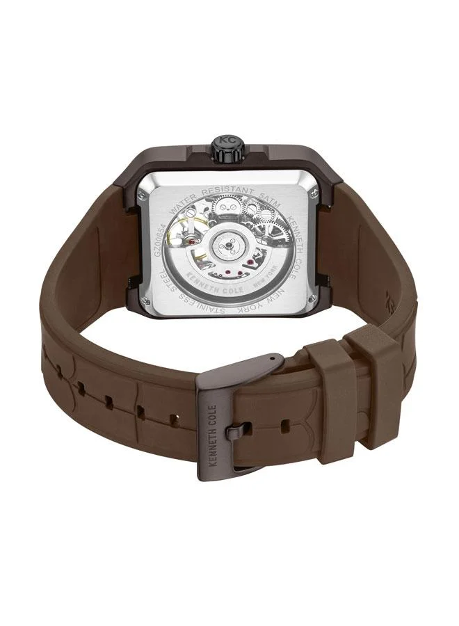 Kenneth Cole New York Gotham Men's 41.5mm Automatic Watch with Brown Dial & Silicone Strap