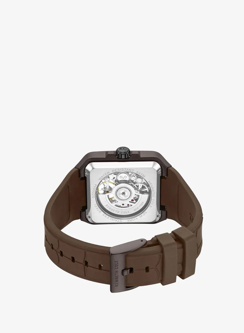 Kenneth Cole New York brown Gotham Men's 41.5mm Automatic Watch with Brown Dial & Silicone Strap for Men | Best Price UAE