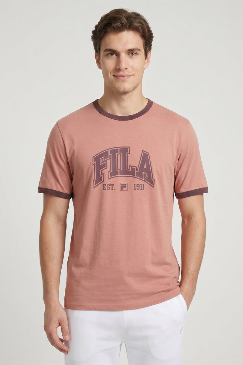 FILA Men Sportswear Fit Short Sleeve Outdoor T-Shirt, Peach - Image 1