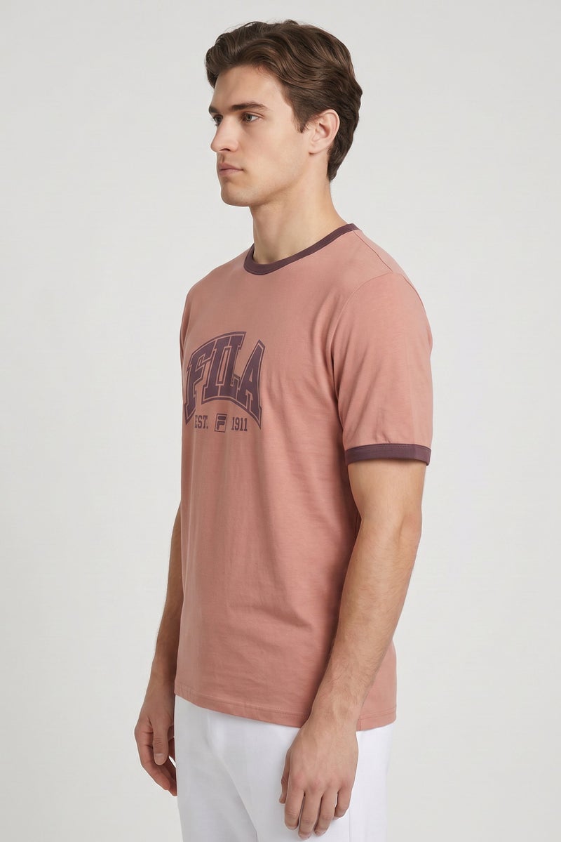 FILA Men Sportswear Fit Short Sleeve Outdoor T-Shirt, Peach - Image 3