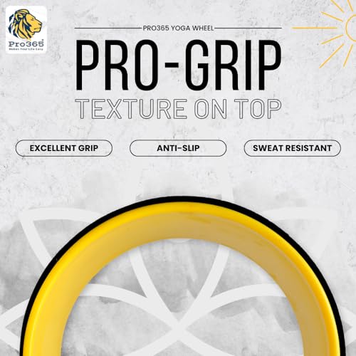 PRO365 Yoga Wheel For Men & Women Back Bend, Back Pain, Stretching, Home Traning| Circle Yoga Wheel (Black-Yellow) - Image 2