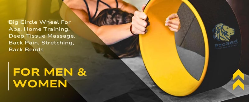 PRO365 Yoga Wheel For Men & Women Back Bend, Back Pain, Stretching, Home Traning| Circle Yoga Wheel (Black-Yellow) - Image 4
