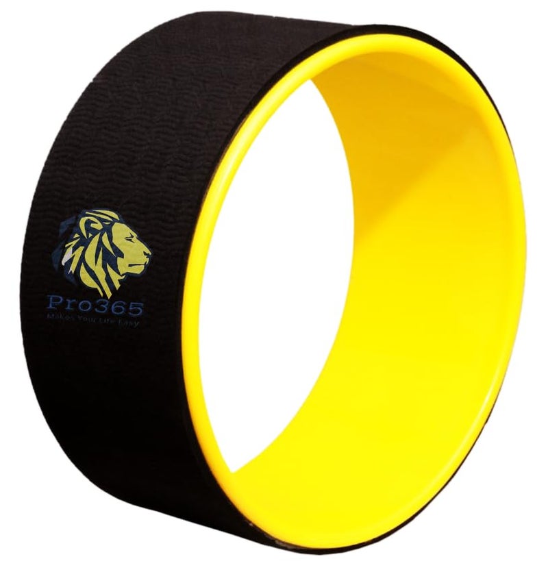 PRO365 Yoga Wheel For Men & Women Back Bend, Back Pain, Stretching, Home Traning| Circle Yoga Wheel (Black-Yellow) - Image 1