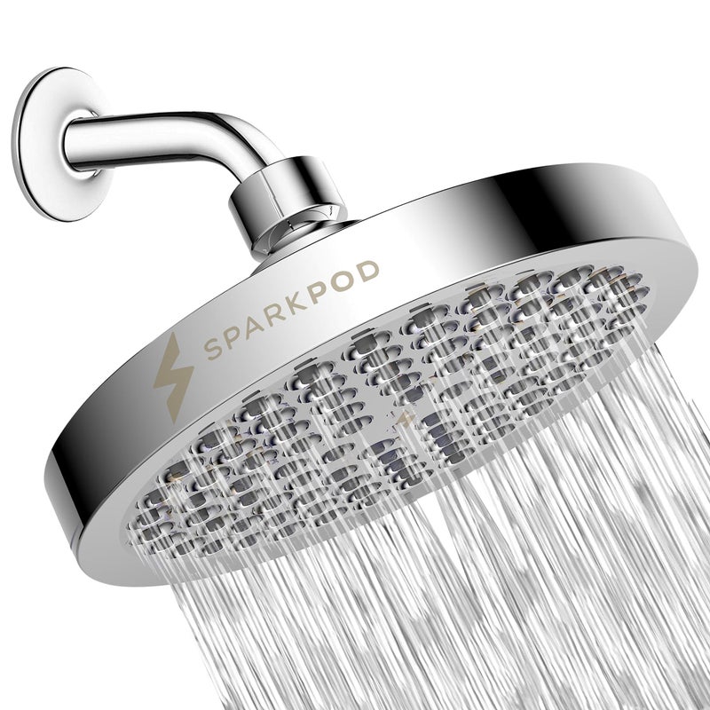 SparkPod Shower Head - High Pressure Rain - Premium Quality Luxury Design - 1-Min Install - Easy Clean Adjustable Replacement for Your Bathroom Shower Heads (Luxury Polished Chrome, 6 Inch Round) - Image 1