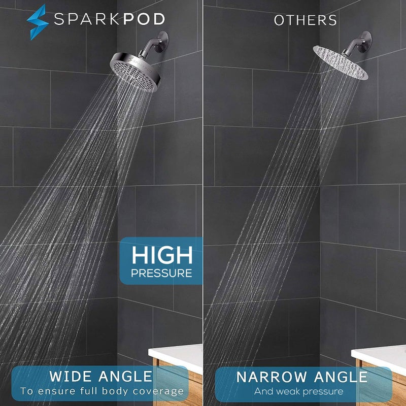 SparkPod Shower Head - High Pressure Rain - Premium Quality Luxury Design - 1-Min Install - Easy Clean Adjustable Replacement for Your Bathroom Shower Heads (Luxury Polished Chrome, 6 Inch Round) - Image 2
