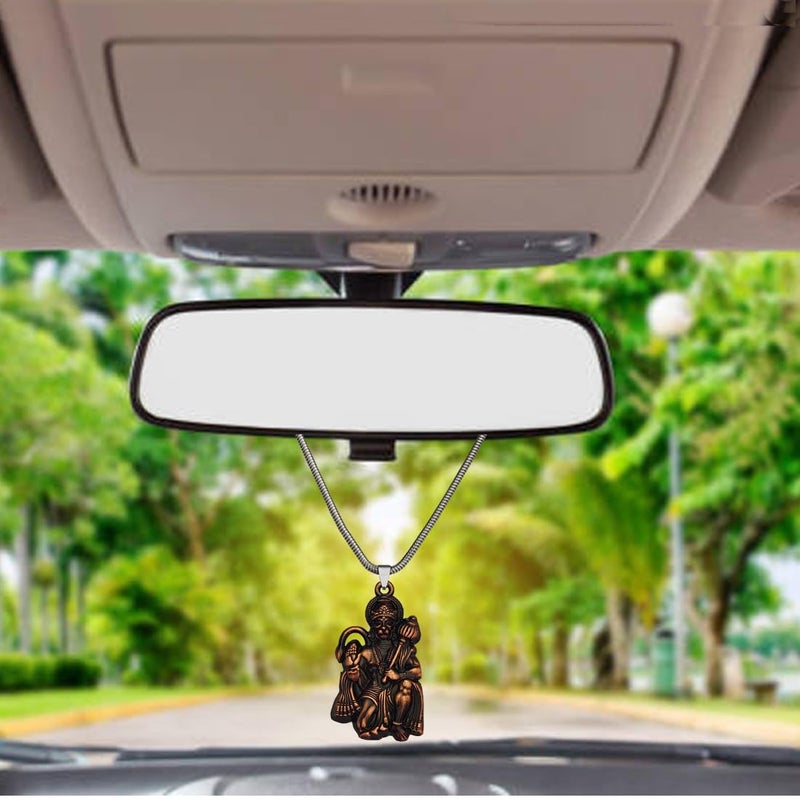 M Men Style Hindu Lord Bajrangbali Hanuman Idol Monkey God of Devotion Copper Zinc and Metal Showpiece Hanging Car Interior Deco Rear - Mirror for Men and Women Car Decor - SPn2022794 - Image 5