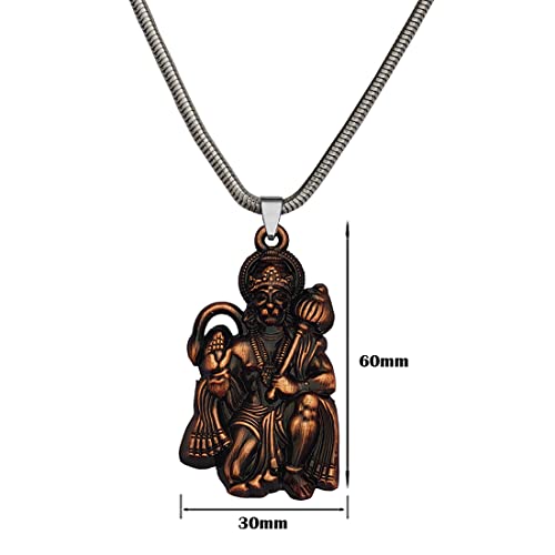 M Men Style Hindu Lord Bajrangbali Hanuman Idol Monkey God of Devotion Copper Zinc and Metal Showpiece Hanging Car Interior Deco Rear - Mirror for Men and Women Car Decor - SPn2022794 - Image 3