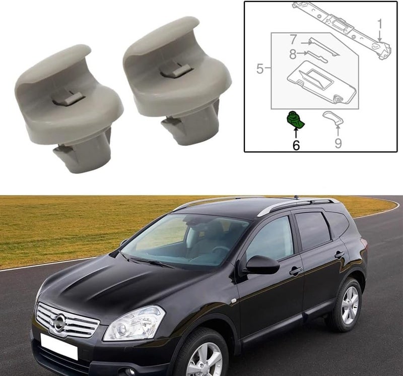 Wivplex 2x Sun Visor Hook Clips for Nissan Qashqai & Dualis - Image 3