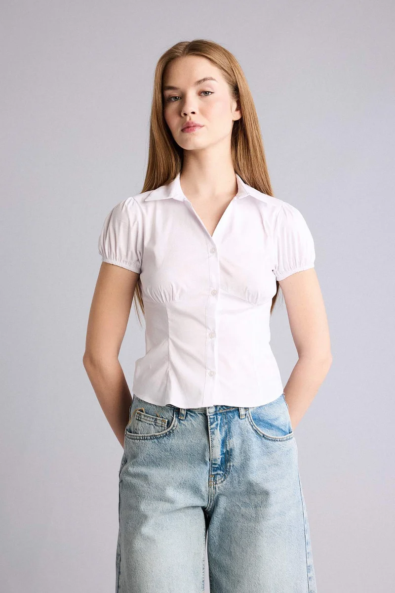 ديفاكتو Slim Fit Shirt Collar Short Sleeve Shirt