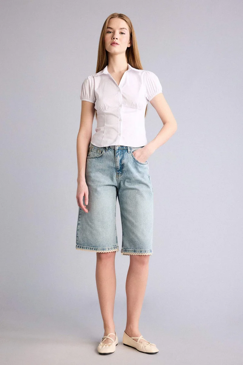 ديفاكتو Slim Fit Shirt Collar Short Sleeve Shirt
