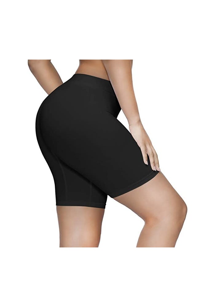 Mysha Women's High Waist Seamless Cycling Shorts - 2 Pack (Black & Beige) - Image 3